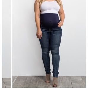 Slight distressed plus size maternity jeans